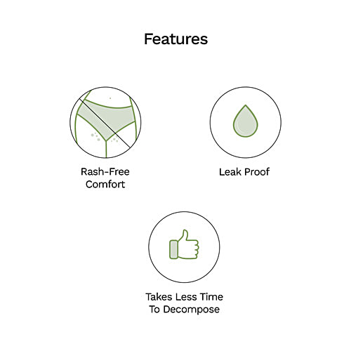 Pee Safe Biodegradable Sanitary Pads - Regular, 10 pcs  Leak Proof, Fragrance Free