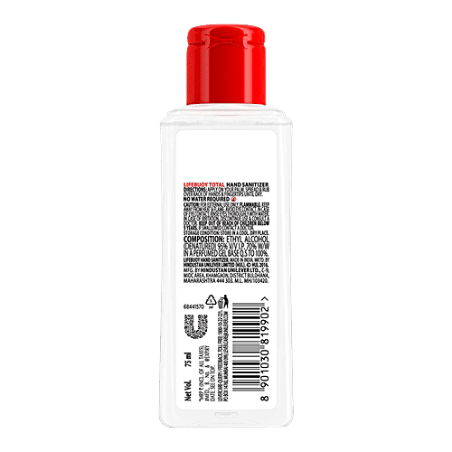 Lifebuoy Total Hand Sanitizer - Alcohol Based, Kills 99.99% Germs without Water, 75 ml  