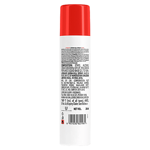 Lifebuoy Germ Kill Sanitizer and Antibacterial Surface Disinfectant Spray, 200 ml