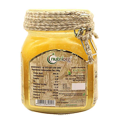 Nutriorg A2 Rich Desi Gir Cow Ghee/Tuppa, 1 L  A2 Rich