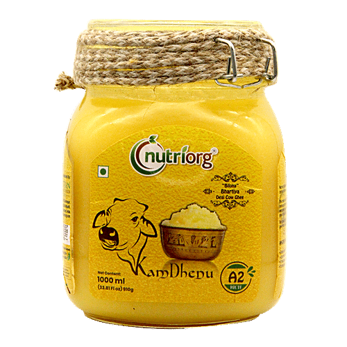 Nutriorg A2 Rich Pure Bilona Bhartiya Desi Cow Ghee/Tuppa, 1 L  