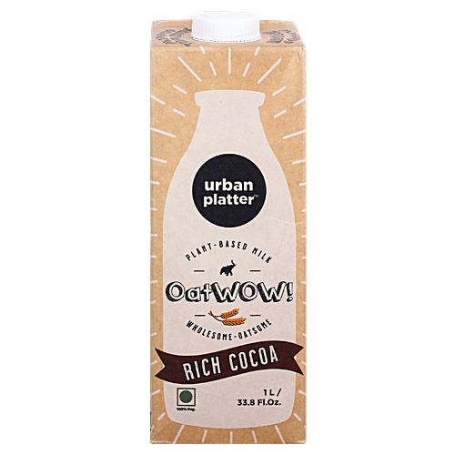 Urban Platter OatWow Rich Cocoa Plant-based Milk, 1 L Tetra Pak Dairy-Free Alternative, Chocolate Flavoured Creamy, Lactose-Free