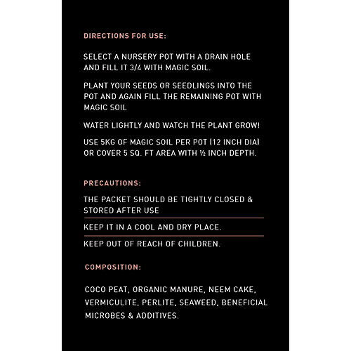 IFFCO Urban Gardens Magic Soil - Multi Purpose Potting Soil, 5 kg No Added Chemicals