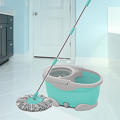Buy Milton Spotzero Maxx Spin Mop Plastic Bucket, With Rod, Refill