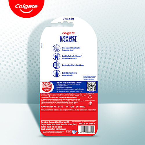 Colgate Gentle Enamel Ultra Soft Toothbrush, 4 Pcs (Buy 2 Get 2 Free) 