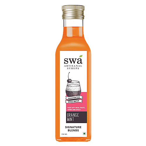 Swa Artisanal Syrups Orange Mint Syrup - Natural, 250 ml Glass Bottle Natural, Handcrafted