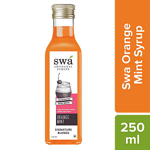 Swa Artisanal Syrups Orange Mint Syrup - Natural, 250 ml Glass Bottle Natural, Handcrafted