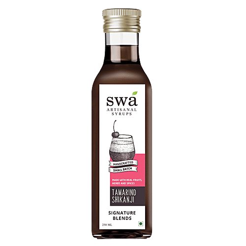 Swa Artisanal Syrups Tamarind Shikanji Syrup - Natural, 250 ml Glass Bottle Natural, Handcrafted
