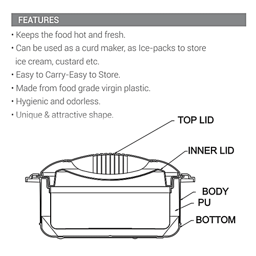 Milton New Orchid 1000 Casserole For Roti/Chapati - Dark-Brown, 790 ml  