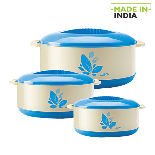 Milton New Orchid Jr. Casserole For Roti/Chapati Gift Set - Blue, 3 pcs  Keep the Food Hot & Fresh for Long Hours