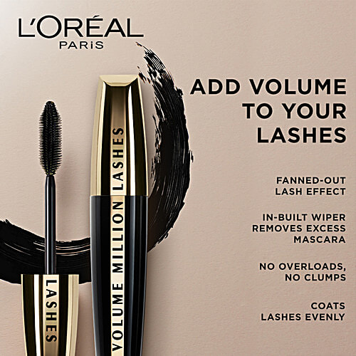 L'Oreal Paris Volume Million Lashes Mascara - Washable, 9.2 ml No Clumps
