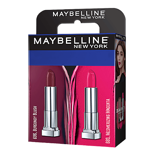 Maybelline New York Creamy Matte Lipstick - Burgundy Blush & Mesmerizing Magenta, 7.8 g (Pack of 2) 