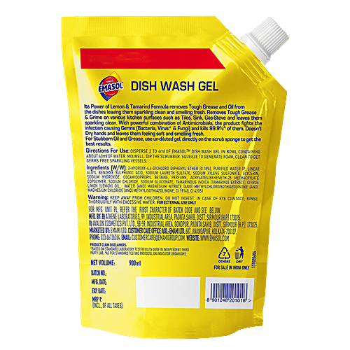 Emami Emasol Dish Wash Gel, 900 ml  