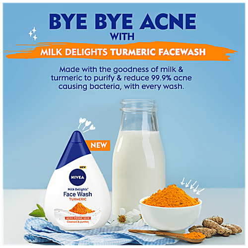 Nivea Milk Delights Women Face Wash With Turmeric For Acne Prone Skin, 50 ml  