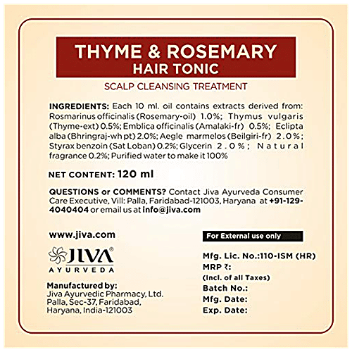 Buy Jiva Ayurveda Thyme & Rosemary Hair Tonic ScalpCleansing