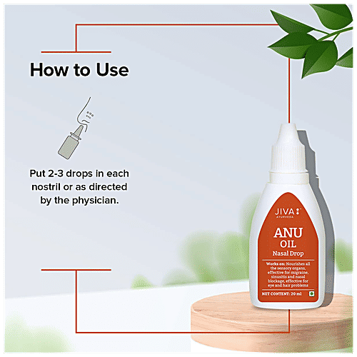 Jiva Ayurveda Anu Oil Ayurvedic Nasal Drop - For Headache, Facial Paralysis & Migraine, 20 ml (Pack of 2) 