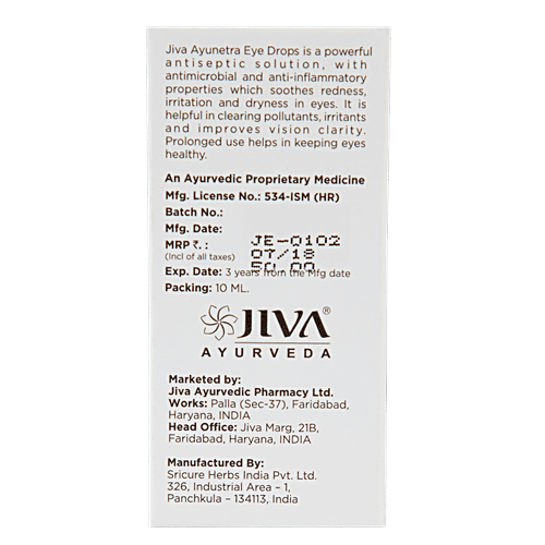 Buy Jiva Ayurveda Eye Drops Herbal Tonic For Cooling