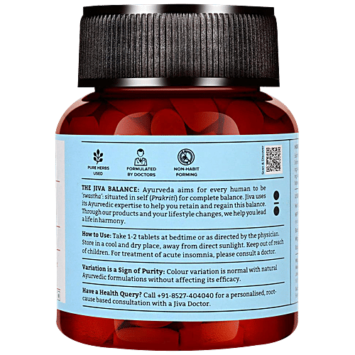 Jiva Ayurveda Sleep-Well Tablet - Effective In Sleep Disorders, Calms Mind & Body, 60 pcs  