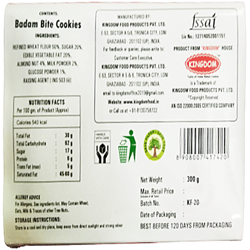 Bakkii Cookii Badam Bite Cookies - Eggless, 300 g Box 
