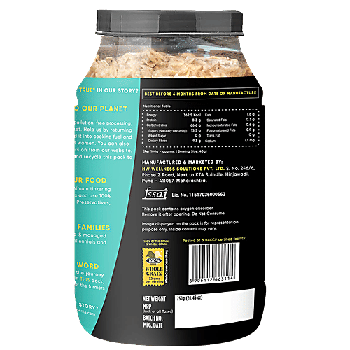 True Elements Multigrain Flakes With Honey - No Added Sugar, Fibre Rich, 750 g  Zero Added Sugar