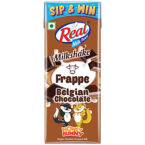 Real Milk Power Milkshake Frappe - Belgian Chocolate, Rich In Calcium & Vitamin D, 180 ml Rich In Calcium & Vitamin D