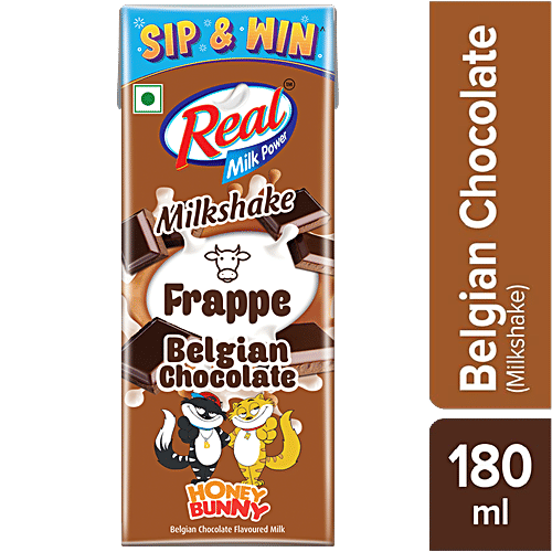 Real Milk Power Milkshake Frappe - Belgian Chocolate, Rich In Calcium & Vitamin D, 180 ml Rich In Calcium & Vitamin D