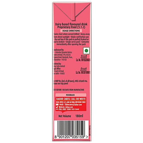 Real Milk Power Strawberry Milkshake Frappe, 180 ml Rich In Calcium & Vitamin D