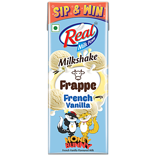 Real Milk Power Milkshake Frappe - French Vanilla, Rich In Calcium & Vitamin D, 180 ml Rich In Calcium & Vitamin D