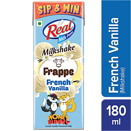 Real Milk Power Milkshake Frappe - French Vanilla, Rich In Calcium & Vitamin D, 180 ml Rich In Calcium & Vitamin D
