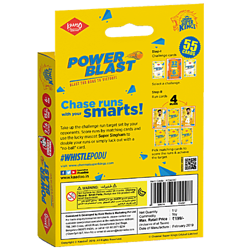 Kaadoo Power Blast - CSK Cricket Match Card Game & Collectible, 6+ Ages, Multi-Colour, 1 pc  