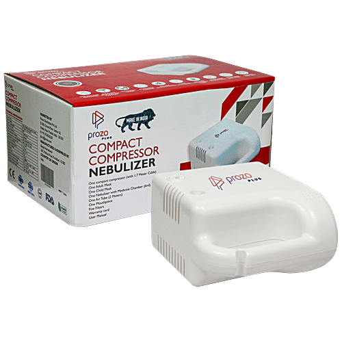 Prozo Plus Compact Compressor Nebulizer For Kids and Adults With Masks, Low-Noise Compressor - White, 1 pc