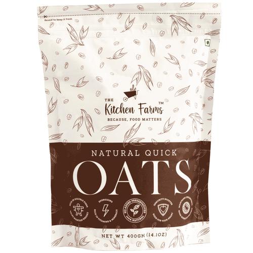The Kitchen Farms Natural Oats- Gluten Free Oats,(Pack of 2- each weighing  400 gms )Resealable packs