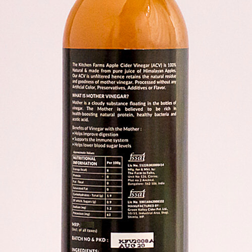 The Kitchen Farms Apple Cider Vinegar with Mother, 500 ml Bottle 