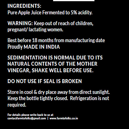 The Kitchen Farms Apple Cider Vinegar with Mother, 500 ml Bottle 