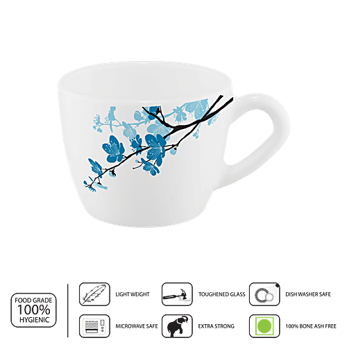 Larah by Borosil Chai/Mimosa Cup Set - White, 180 ml (Pack of 6) Microwave & Dishwasher Safe