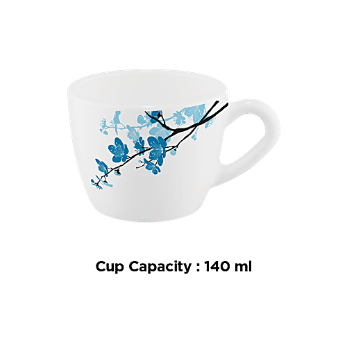 Larah by Borosil Chai/Mimosa Cup Set - White, 180 ml (Pack of 6) Microwave & Dishwasher Safe