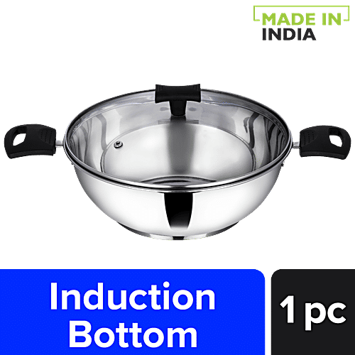Buy Kitchen Essentials Induction Base Stainless Steel 25 cm Kadai With