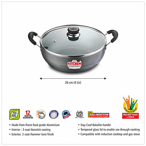 Buy Kitchen Essentials Aluminium Kadai 5 Layer, Induction Base, Non