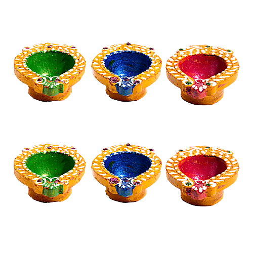 DP Mud Diya - Assorted Colour, ED122F, 6 pcs