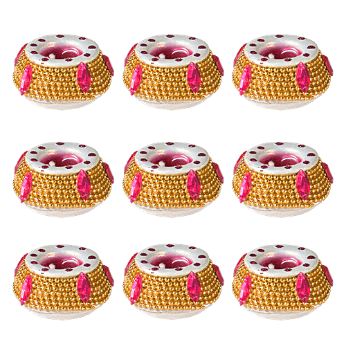 DP Wax Diya - Designer, Assorted Colour, ED151, 9 pcs