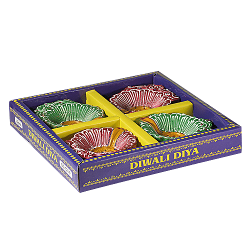 DP Mud Diya - Assorted Colour, ED121F, 4 pcs Handmade Product