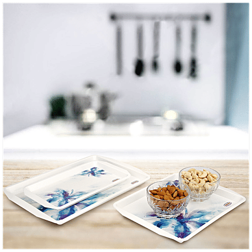 Asian Franco Plastic Serving Tray - Assorted Colour, 3 pcs