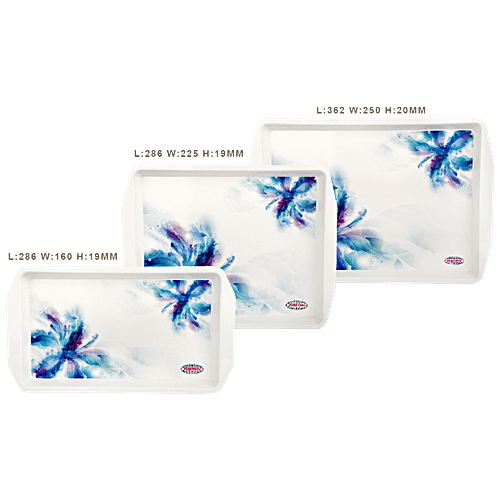 Asian Franco Plastic Serving Tray - Assorted Colour, 3 pcs