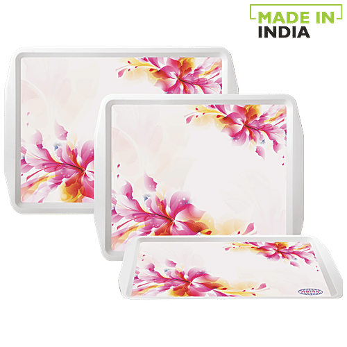 Asian Franco Plastic Serving Tray - Assorted Colour, 3 pcs