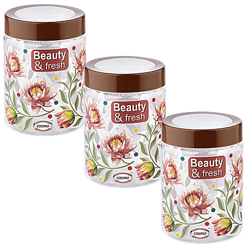 Cosmo Plastic Container Storage Beauty & Fresh Containers, 500 ml (Pack of 3) 