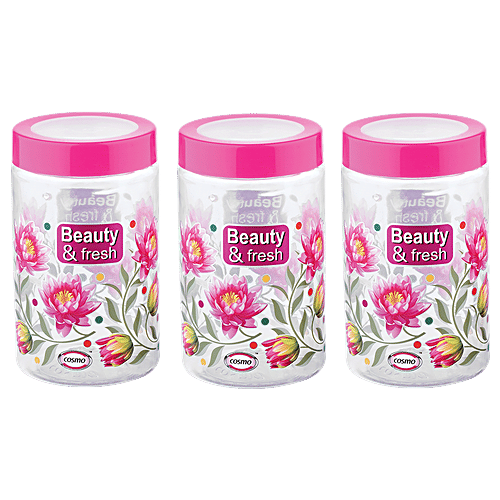 Cosmo Plastic Container Storage Beauty & Fresh Containers, 500 ml (Pack of 3) 