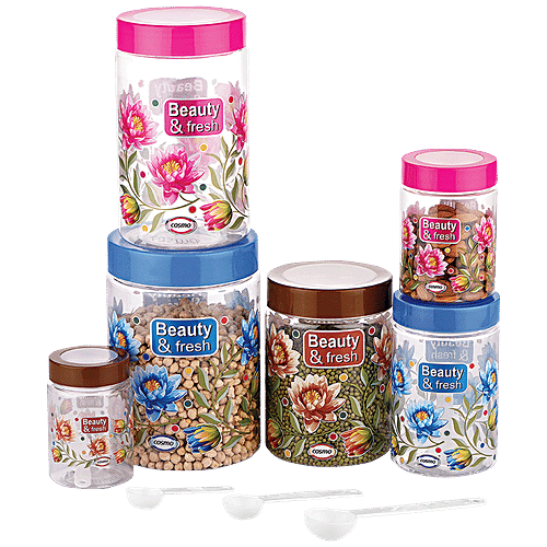Cosmo Plastic Container Storage Beauty & Fresh Containers, 500 ml (Pack of 3) 