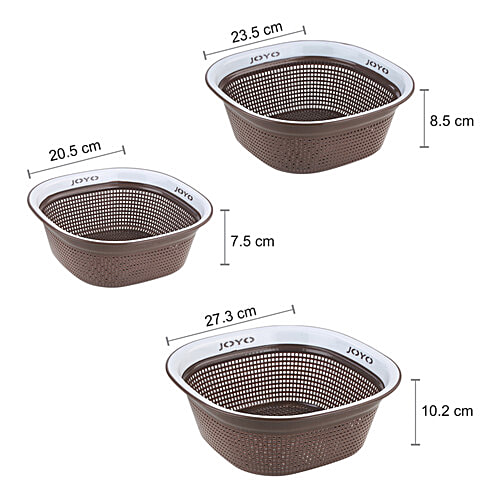 Joyo Better Home Square Plastic Multipurpose Fruits/Vegetable Basket - Assorted Colour, 3 pcs  High-Quality & Unbreakable