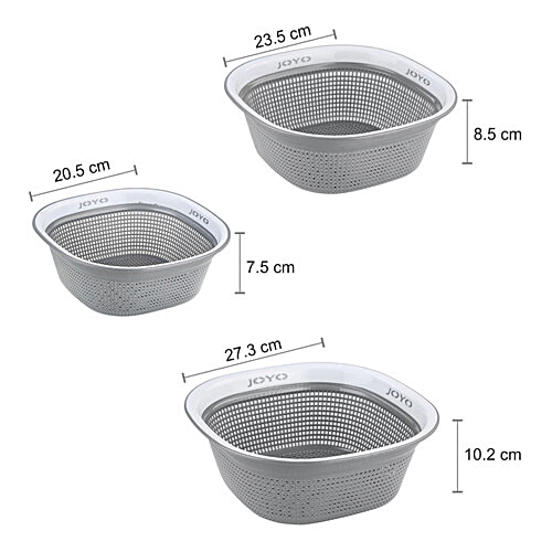 Joyo Better Home Square Plastic Multipurpose Fruits/Vegetable Basket - Assorted Colour, 3 pcs  High-Quality & Unbreakable