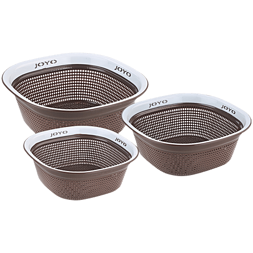 Joyo Better Home Square Plastic Multipurpose Fruits/Vegetable Basket - Assorted Colour, 3 pcs  High-Quality & Unbreakable